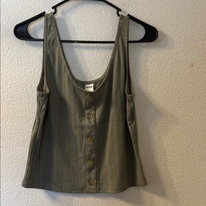 Anko Green Crop Faux Buttoned Tank Top